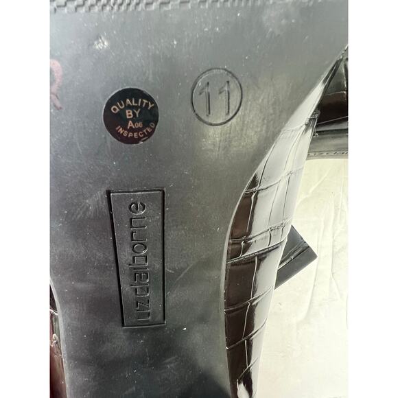 Liz Claiborne Melba Black Vegan Croc Embellished Block Heel  Slip On Pumps 11M - Picture 12 of 12